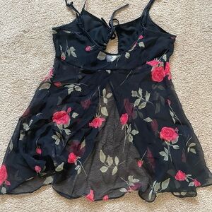 Gilligan & O'Malley Black Camisole with Pink Floral Design